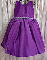 Стильное фиолетовое нарядное детское платье-маечка с пайетками на 4-5 лет