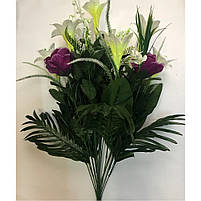 Штучні квіти. Штучний букет троянда з лілією., фото 6