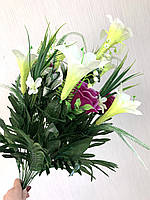 Штучні квіти. Штучний букет троянда з лілією., фото 4