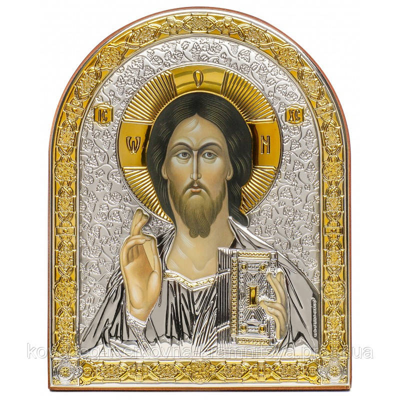 Икона Спаситель Греческая Серебряная 18,2x23