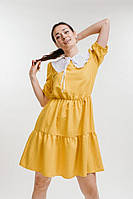 Жіноча жовта сукня Бебі-дол у квіточку, зі знімним коміром