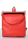 Жіночий класичний, повсякденний, міський червоний рюкзак-сумка з екошкіри, фото 2