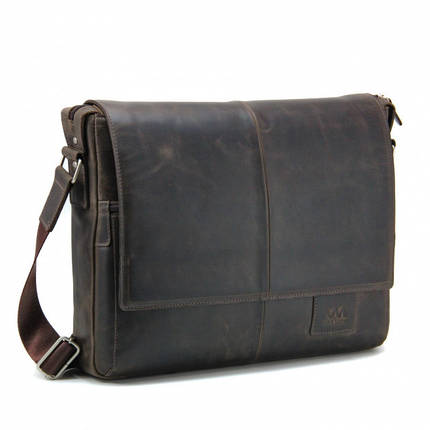 Сумка чоловіча шкіряна Tom Stone 5043 C-BR для ноутбука 15,6" коричнева +шкіряний картхолдер в подарунок, фото 2