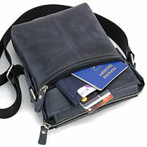 Сумка барсетка чоловіча шкіряна Tom Stone 5121 C-BL повсякденна синя, фото 3