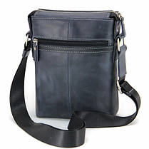 Сумка барсетка чоловіча шкіряна Tom Stone 5121 C-BL повсякденна синя, фото 4