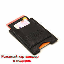 Сумка чоловіча шкіряна Tom Stone 715 B для ноутбука 15,6"чорна + шкіряний картхолдер в подарунок, фото 2