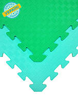 М'яка підлога килимок-пазл "Райдуга" Eva-Line 200*150 см Плетенка (12 пазлів) Зелений-бірюзовий