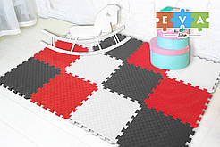 М'який підлога килимок-пазл "Веселка" Eva-Line 200*150*1 см Сірий/Білий/Червоний
