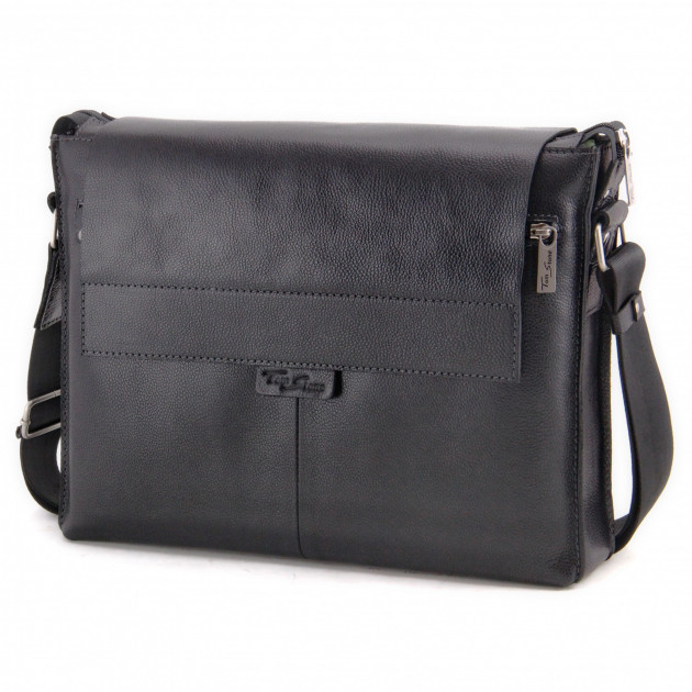 Сумка месенджер чоловіча шкіряна формата А4 Tom Stone 504В чорна