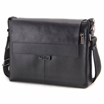 Сумка месенджер чоловіча шкіряна формата А4 Tom Stone 504В чорна, фото 1