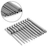 Набір насадок біт 11шт Torx 75мм Т6-Т40 з отвором, 6- гранні магнітні, фото 3