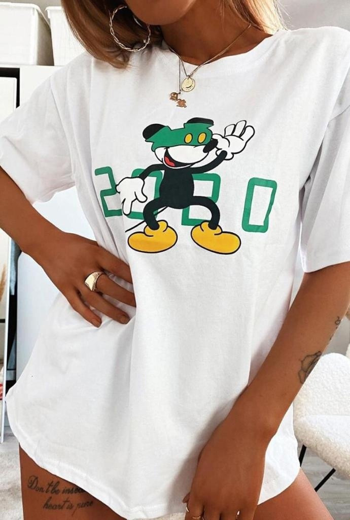 Футболка тай-дай оверсайз молодежные женские с Микки маусом короткий ...