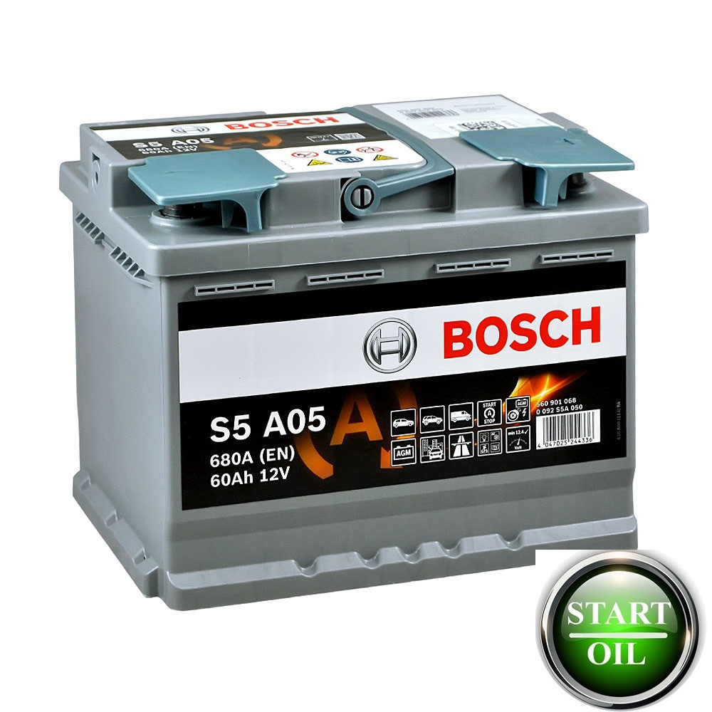 Акумулятор BOSCH AGM (S5 A05) 60Ah 680A R+ 0092S5A050