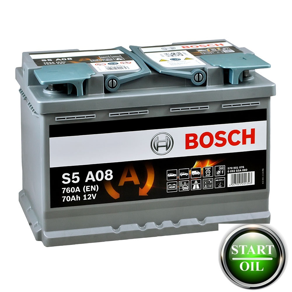 Акумулятор BOSCH AGM 70Ah 760A (S5 A08) R+ 0092S5A080
