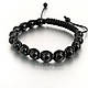 Браслет в плетінні з натурального каменю Агат чорного кольору 8 мм, фото 2