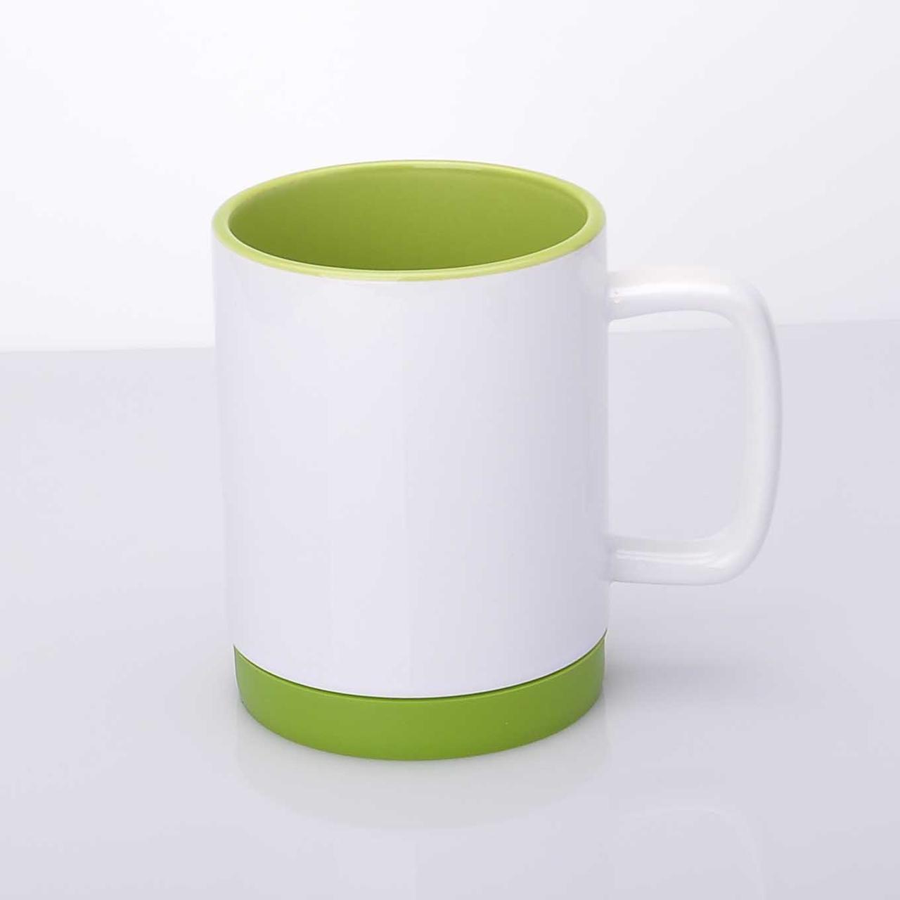 Кружка для сублімації з силіконовим обідком кольорова всередині 300 мл Салатовий