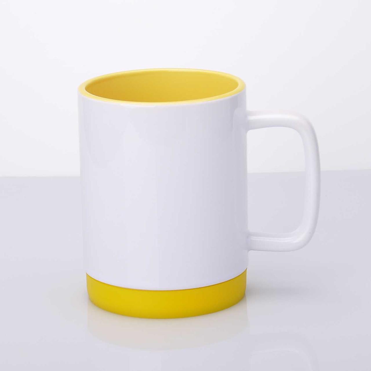 Кружка для сублімації з силіконовим обідком кольорова всередині 330 мл Жовтий