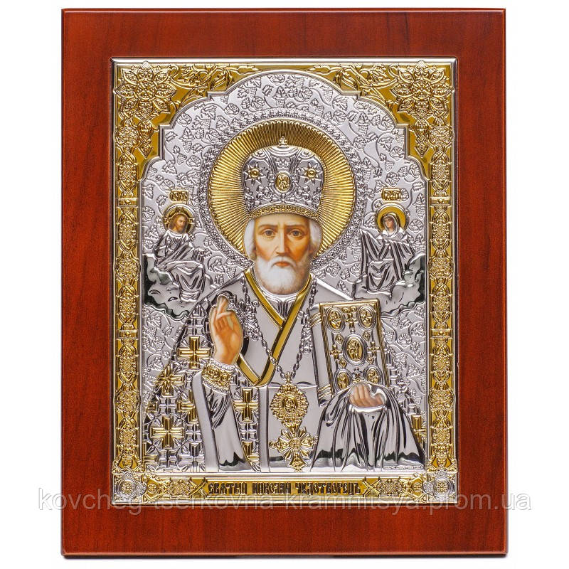 Икона Святой Николай Греческая Серебряная,23x27,9