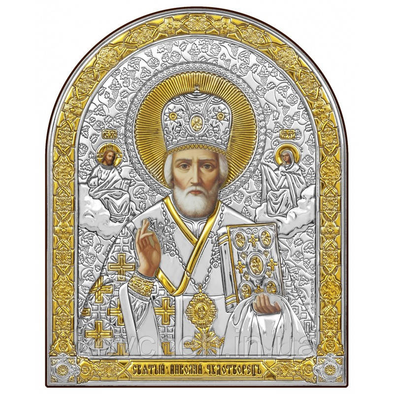 Ікона Святий Миколай Грецька Срібна,6,7 x 8,3