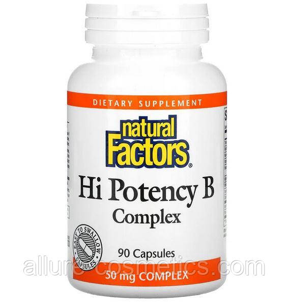 Високоефективний комплекс вітамінів групи B Natural Factors Hi Potency B complex 90 капсул
