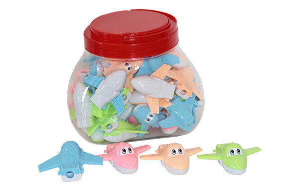 Стругачка ООПТ Літак з контейнером, 1 отвір, 4 кольори мікс (45)