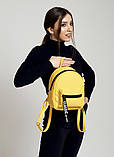 Стильний маленький жіночий жовтий міні рюкзак міський, повсякденний матова еко-шкіра, фото 2