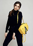 Стильний маленький жіночий жовтий міні рюкзак міський, повсякденний матова еко-шкіра, фото 4