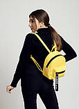 Стильний маленький жіночий жовтий міні рюкзак міський, повсякденний матова еко-шкіра, фото 9