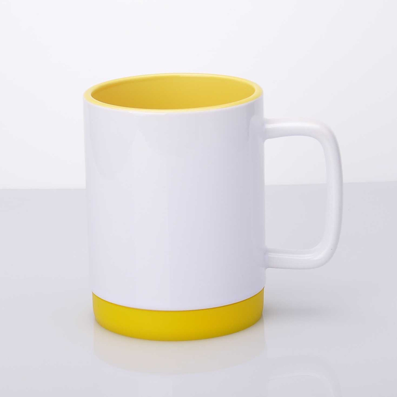 Чашка сублим.330мл жовта  (з СИЛІКОНОВИМ ОБІДКОМ на ДНІ)