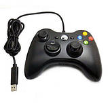 Дротовий джойстик геймпад Xbox 360 Чорний, фото 3
