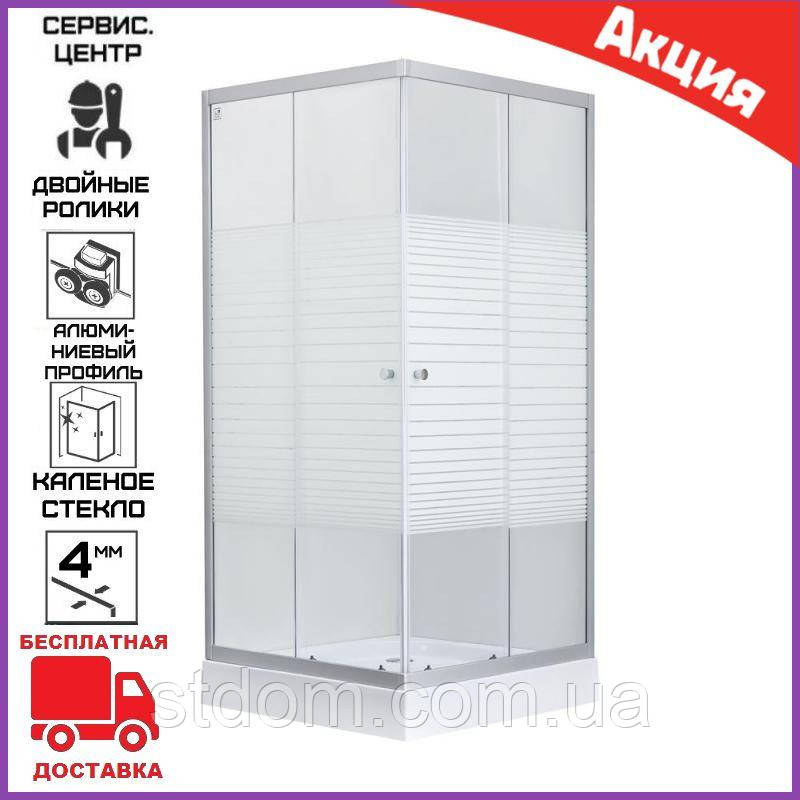 Душова кабіна прямокутна 80х100 см з піддоном Lidz Wiezak SC100x80.SAT.LOW.L, Душові кабіни 1000х800