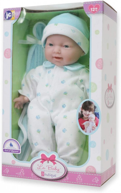 Лялька пупс Беренжер Блакитна — La Baby JC Toys Caucasian 11-inch Small Soft Body Baby Doll Оригінал