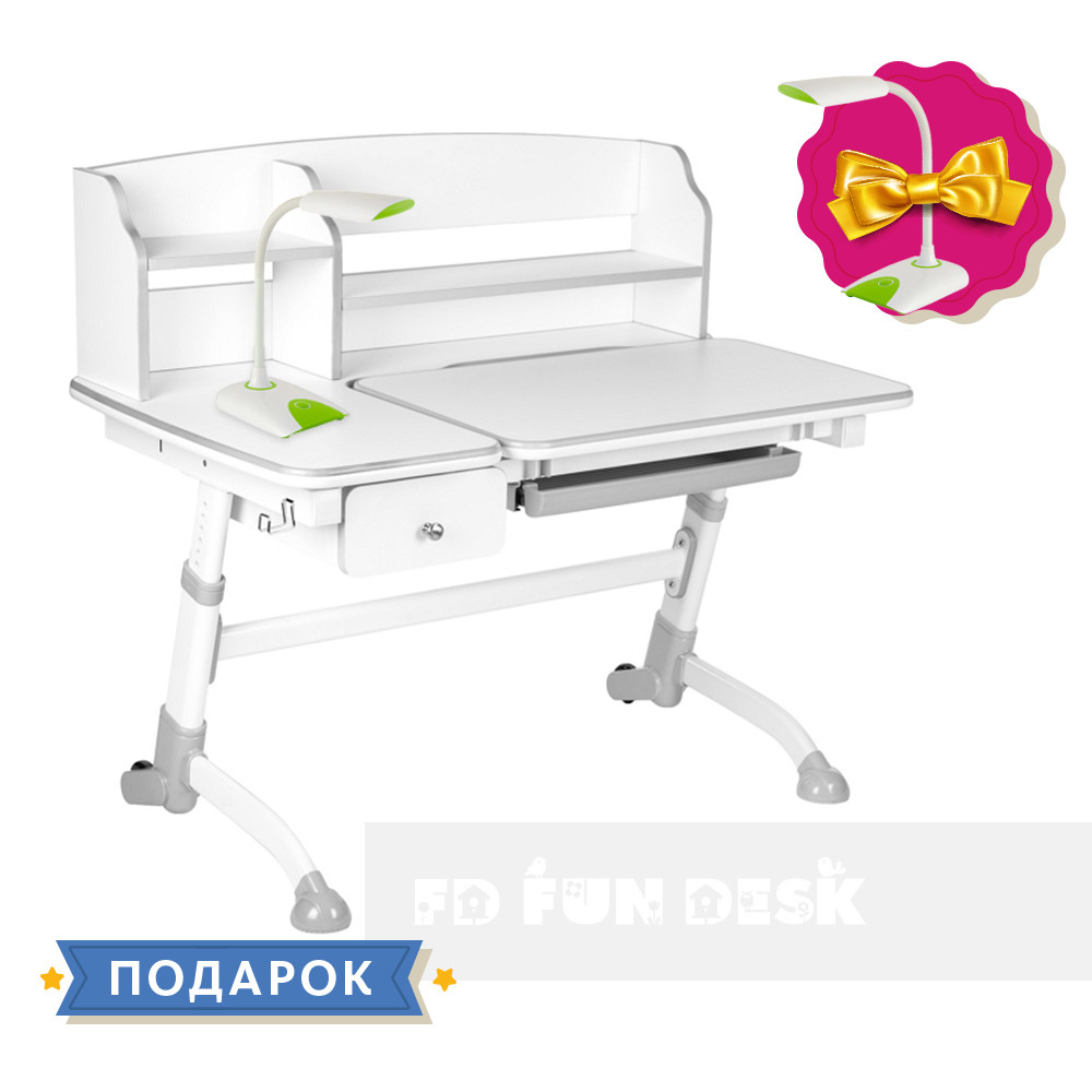 Дитяча парта для будинку FunDesk Amare Grey II з висувним ящиком, фото 1