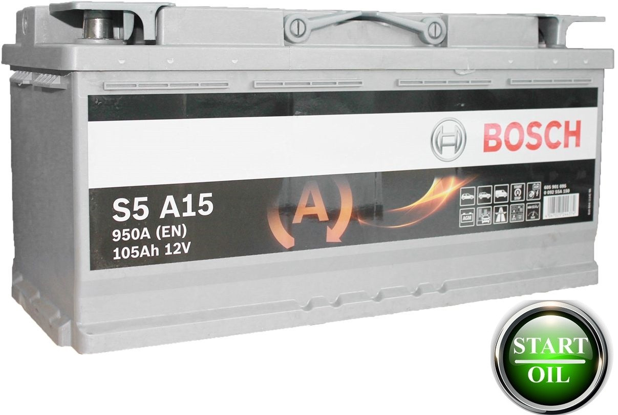 Акумулятор BOSCH AGM 105Ah 950A (S5 A15) R+ 0092S5A150