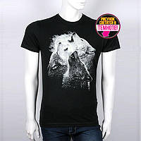 Розмір XL - Оригінальна світлонакопичувальна чоловіча футболка "Три вовка", принт світиться в темряві
