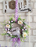 Вінок великодній з кроликом, великодній вінок на двері, Д - 27 см, фото 4