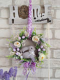 Вінок великодній з кроликом, великодній вінок на двері, Д - 27 см, фото 2