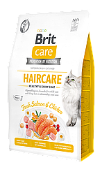 Brit Care сухий корм для котів Cat GF Haircare Healthy & Shiny Coat (курка +лосось+рис)
