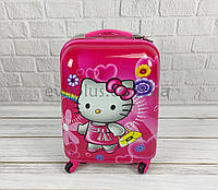 Детский дорожный пластиковый чемодан 6310 "Hello Kitty" на 4х колесах