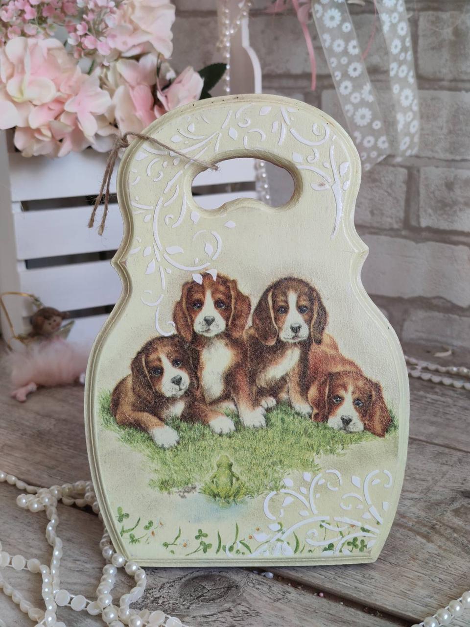 Дошка кухонна із дерева,  робоча 2 сторона, Н-25 см, великодній декор, фото 1