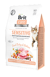 Сухий корм для вибагливих котів Brit Care Cat GF Sensitive,індичка і лосось