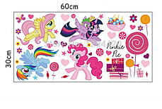 Наклейка в дитячу MY LITTLE PONY "мий маленький поні" (лист 30*60 см) поняшки, наклейки в детсад, фото 3