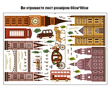 Наклейка на стіну, наклейки в офіс, школу "I Love London Big Ben" 80*120см (лист 60*90см), фото 3