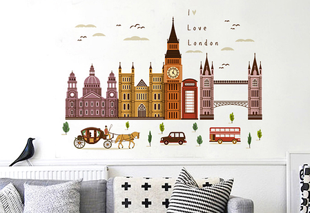 Наклейка на стіну, наклейки в офіс, школу "I Love London Big Ben" 80*120см (лист 60*90см), фото 2