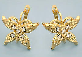 Сережки булатні з англійської застібкою. Колір: позолота з лимонним відтінком. Діаметр сережки: 2 див.