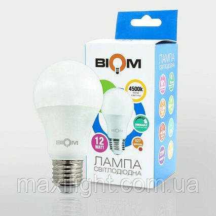 Світлодіодна ДІМІРНА Лампа BIOM A60 12W цоколь E27 4500К (4 режима: 12W / 6W / 3W / 1,6W), фото 1