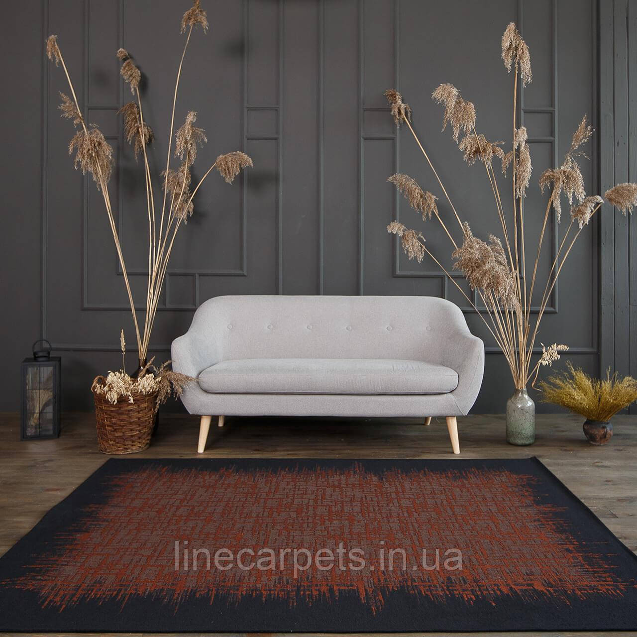 Сучасний  безворсовий килим VISTA 131305 03-black-copper
