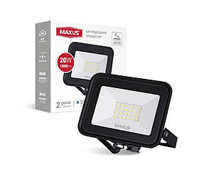Прожектор світлодіодний MAXUS FL-04 20W, 5000K, чорний