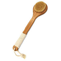 Щітка для сухого масажу з довгою ручкою Бамбук