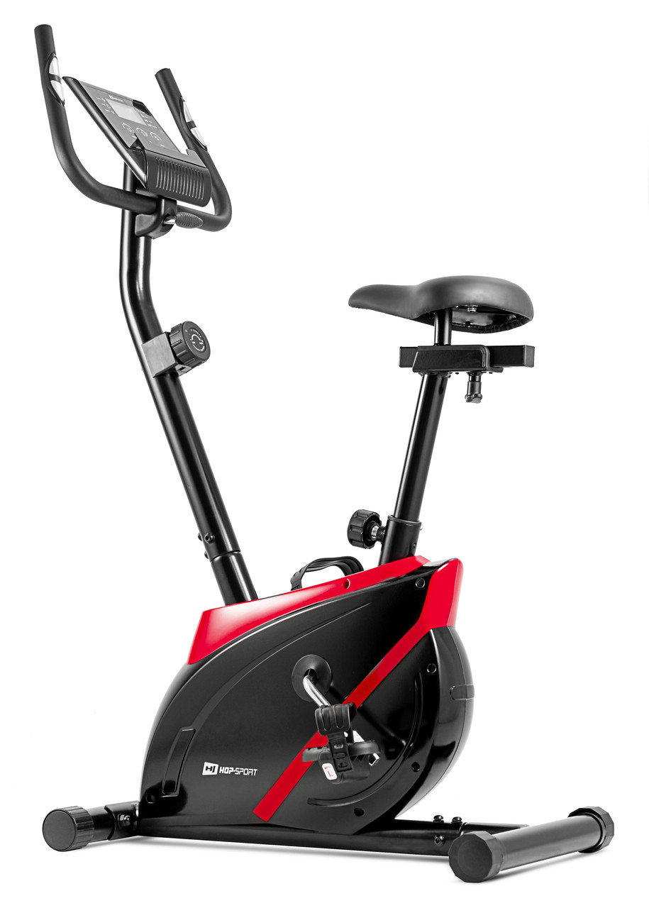 Велотренажер магнітний для дому до 120 кг вертикальний Hop-Sport HS 2070 Onyx чорний з червоним